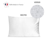 Taie en soie rectangulaire gris papillon, fabriquée en France, élégance assurée.