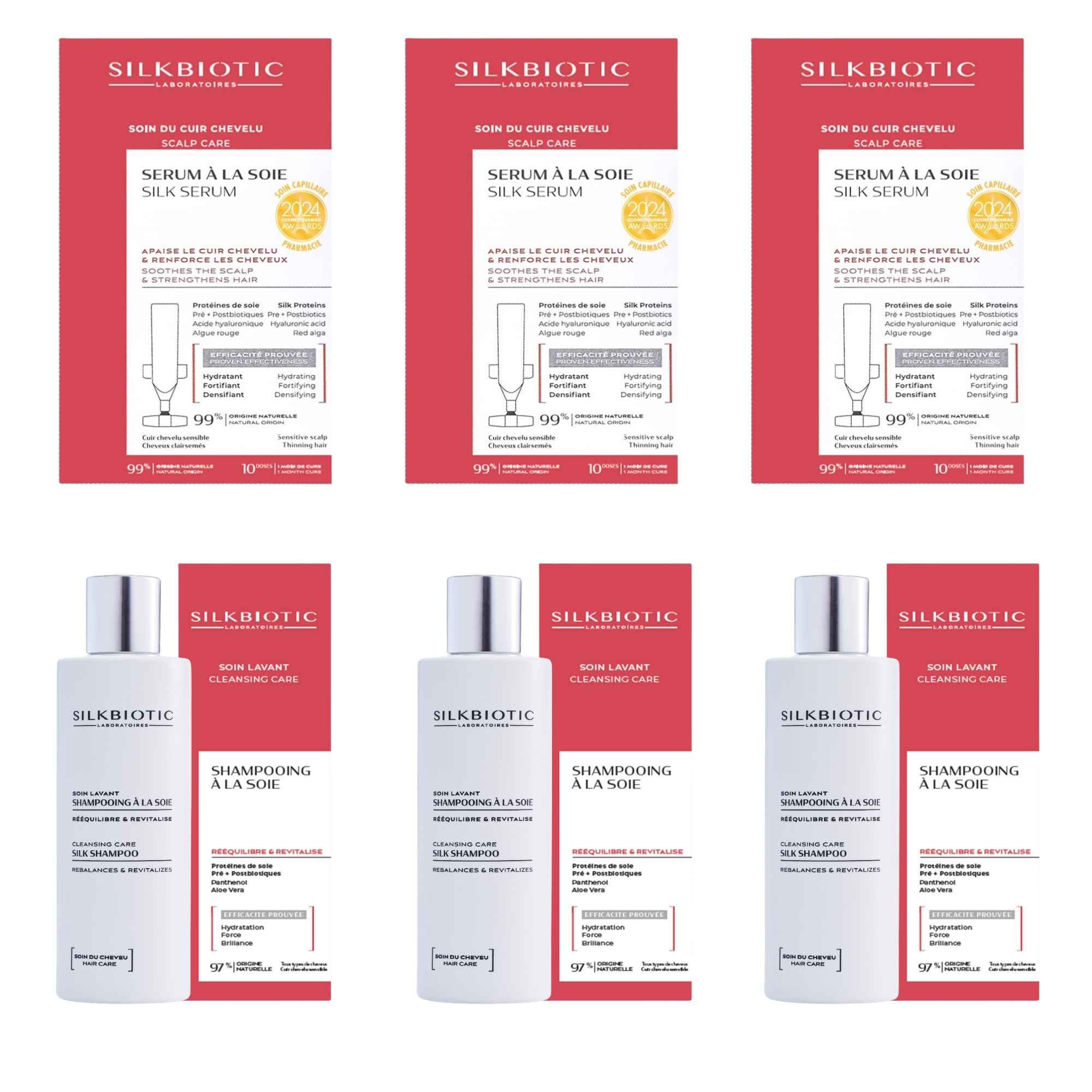 Le traitement santé capillaire 3 mois, est idéal pour prendre soin de vos cheveux en profondeur. Il contient la cure de sérum à base de soie ainsi que le shampoing rééquilibrant à la soie. Ce traitement est idéal pour traiter vos cheveux dès la racine.