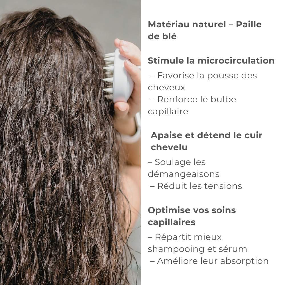 Infographie SILKBIOTIC des bienfaits de la brosse massante pour cuir chevelu