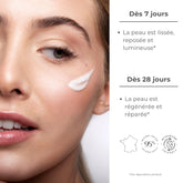 La crème repair intensive répare, lisse et rend la peau lumineuse sur du court terme. Sur du long terme, la peau est régénérée et réparée.