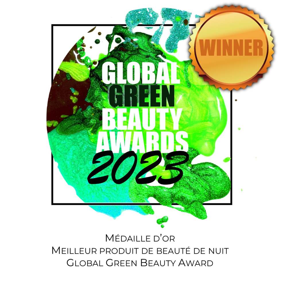 Logo Global Green Beauty Awards 2023, médaille d'or meilleur produit de beauté - Taie d'oreiller en soie SILKBIOTIC