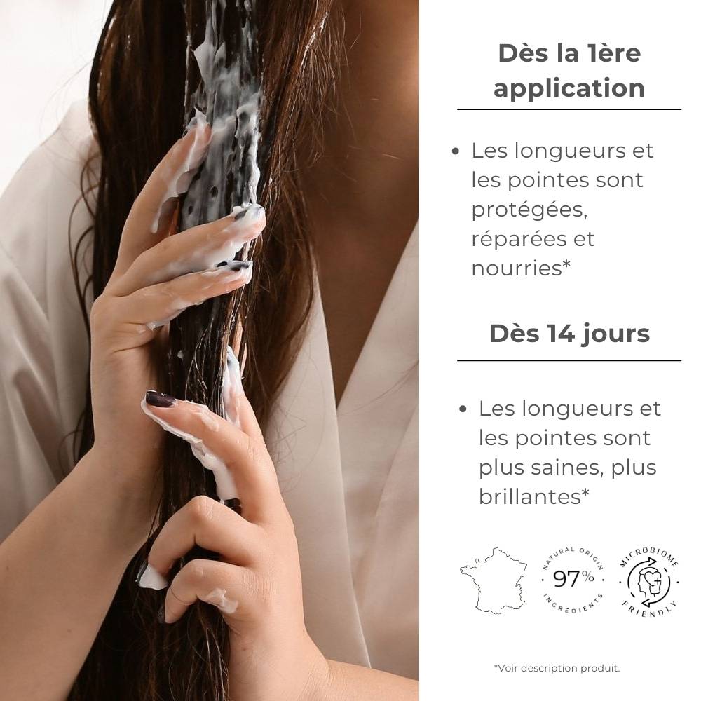 Le masque à la soie SILKBIOTIC rend les longueurs et les pointes plus saines et brillantes. Les longueurs et pointes sont protégées, réparées et nourries. Son efficacité est prouvée.