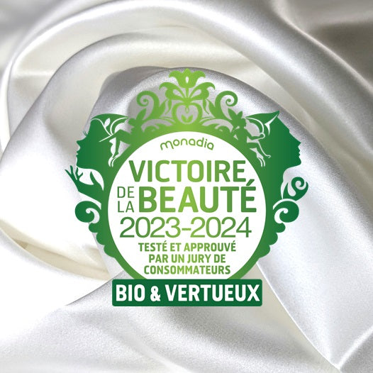 Victoire de la beauté BIO & Vertueux, testé et approuvé par un jury de consommateur.