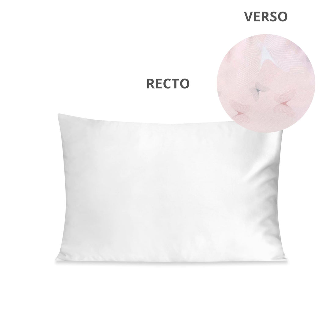 Rectangular pillowcase, white &amp; pink butterflies
