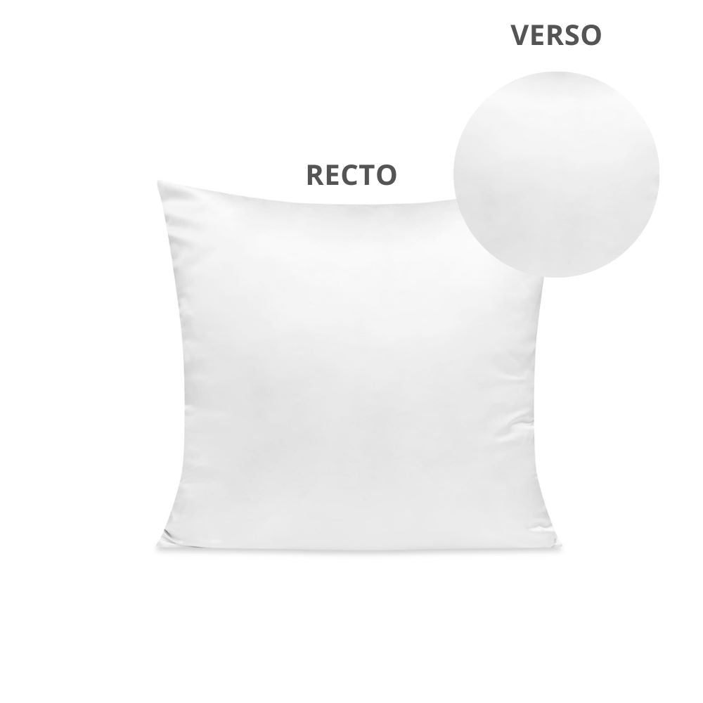 Square pillowcase, white silk and organic white cotton - 65x65 cm