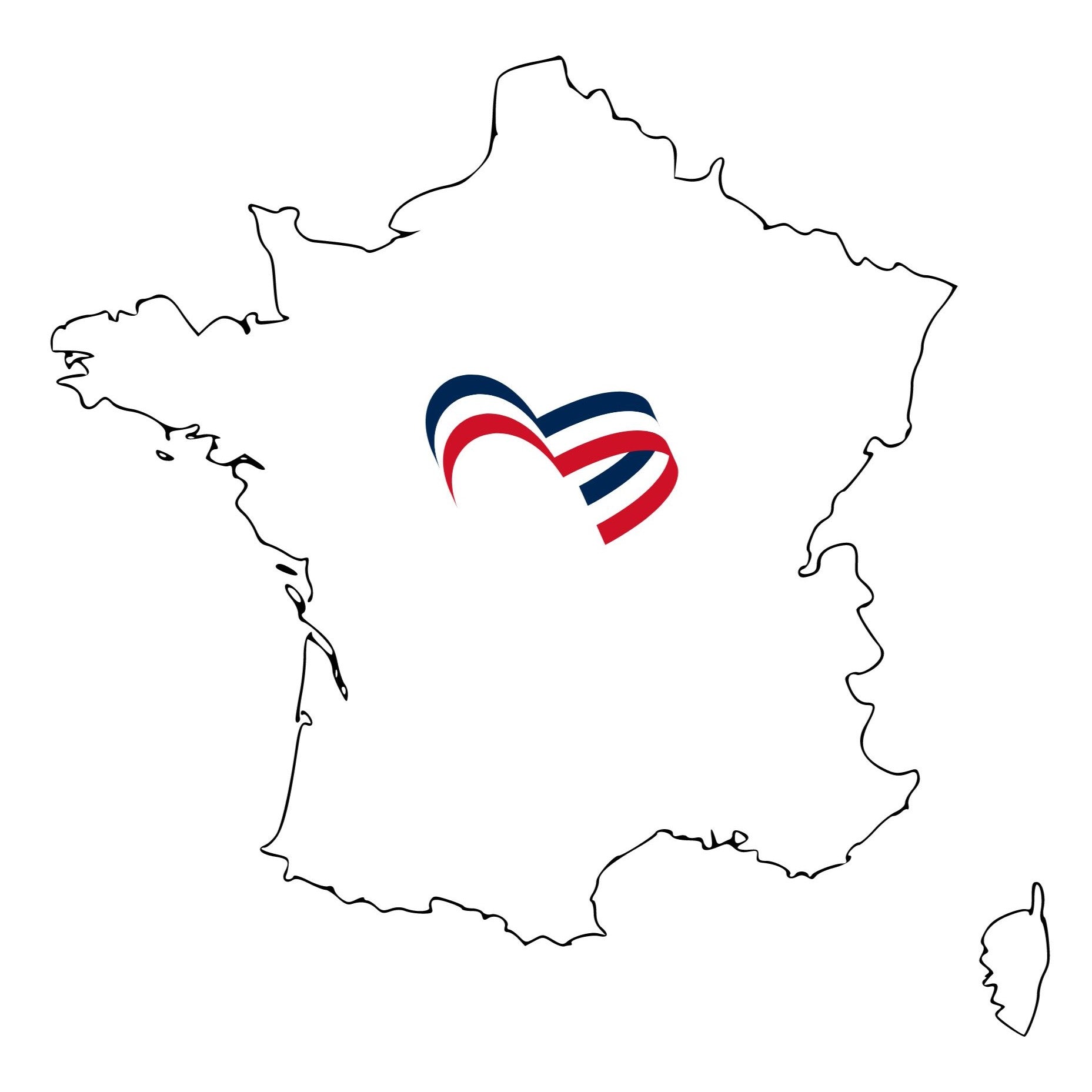 Carte de France avec un logo tricolore symbolisant la fabrication française.