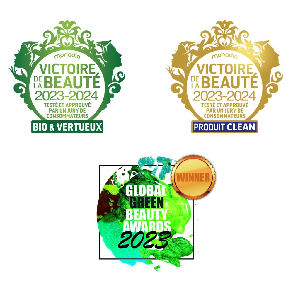 Récompenses SILKBIOTIC : Victoire Beauté 2023-2024 Bio & Vertueux, Global Green Beauty, Produit clean